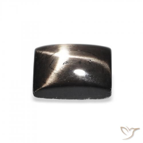 Diópsido Estrella Negro natural de 2.08 ct, Corte Baguette, Opaco