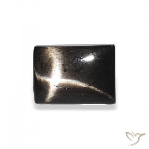Diópsido Estrella Negro natural de 2.08 ct, Corte Baguette, Opaco