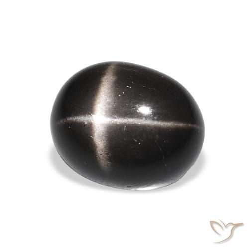 Diópsido Estrella Negro natural de 4.85 ct, Ovalada, Opaco