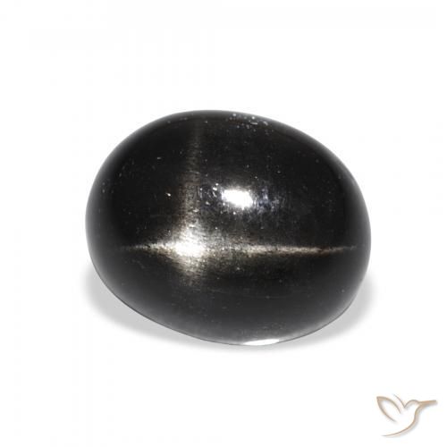 Diópsido Estrella Negro natural de 5.95 ct, Ovalada, Opaco