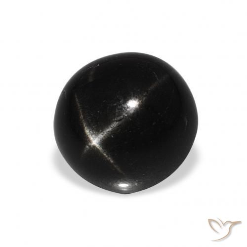 Diópsido Estrella Negro natural de 2.74 ct, Redondo, Opaco