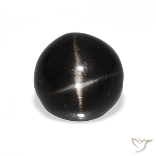 4.50ct Natural Negro Diópsido Estrella, Redondo, Opaco