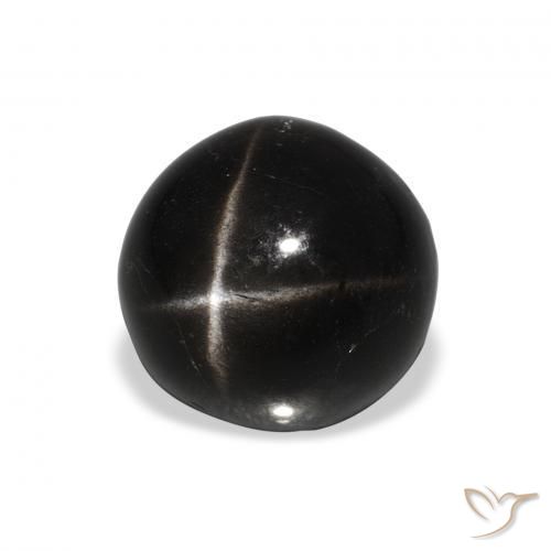 Diópsido Estrella Negro natural de 4.50 ct, Redondo, Opaco