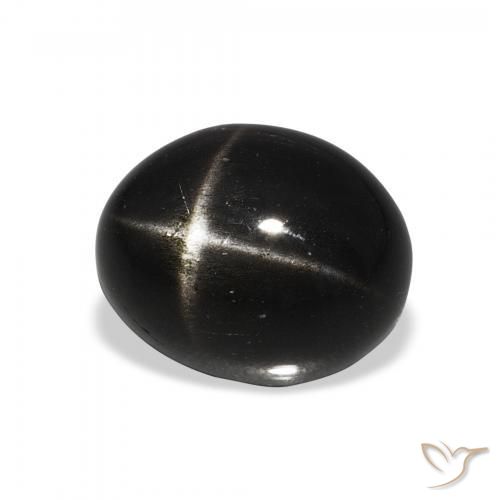Diópsido Estrella Negro natural de 5.45 ct, Ovalada, Opaco