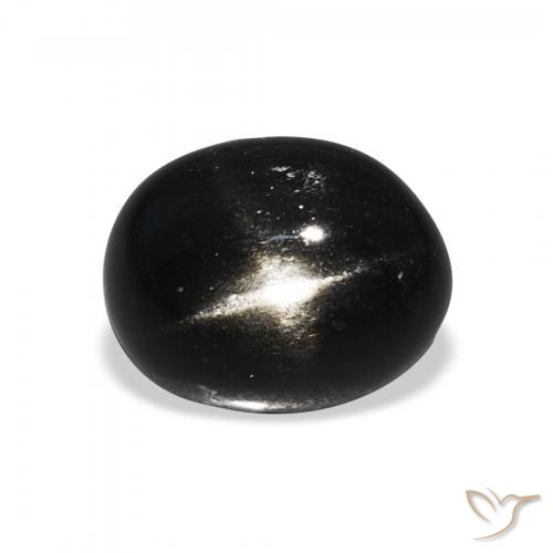 4.36ct Natural Negro Diópsido Estrella, Ovalada, Opaco