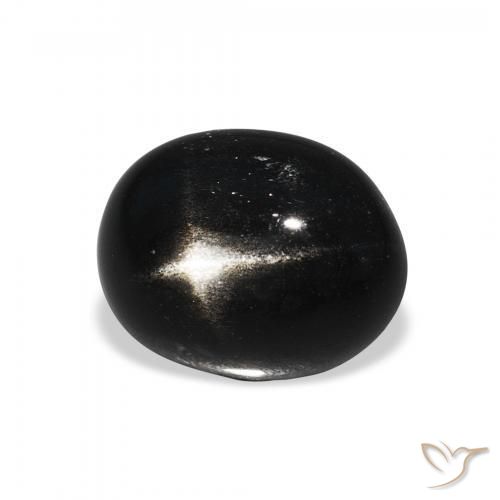 Diópsido Estrella Negro natural de 4.36 ct, Ovalada, Opaco