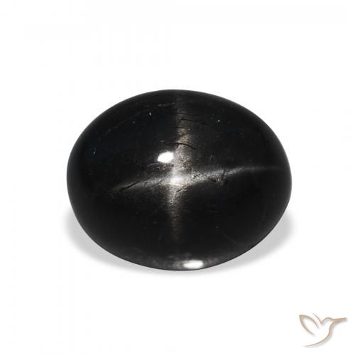4.42ct Natural Negro Diópsido Estrella, Ovalada, Opaco