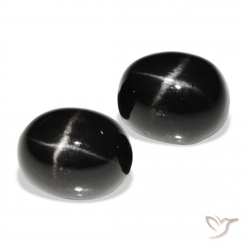 Gemas de Diópsido Estrella Negro natural de 12.09 ct, Ovalada, Opaco