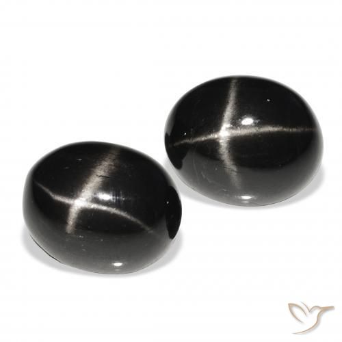 Gemas de Diópsido Estrella Negro natural de 10.35 ct, Ovalada, Opaco