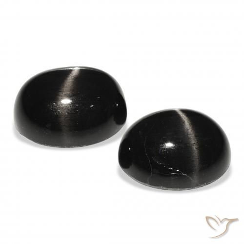 Gemas de Diópsido Estrella Negro natural de 10.35 ct, Ovalada, Opaco