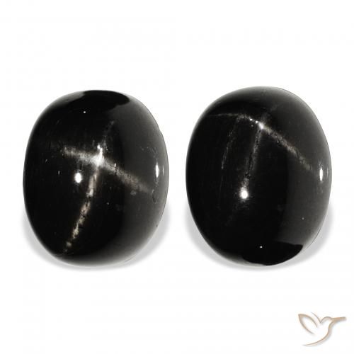 12.24ctw Natural Negro Diópsido Estrella, Ovalada, Opaco