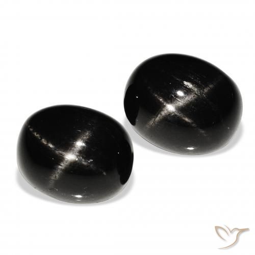 Gemas de Diópsido Estrella Negro natural de 12.24 ct, Ovalada, Opaco