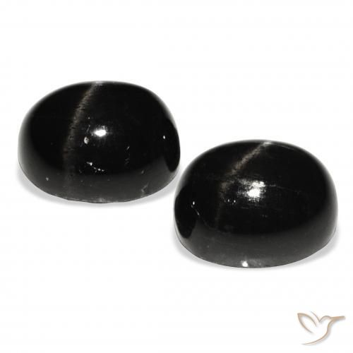 Gemas de Diópsido Estrella Negro natural de 12.24 ct, Ovalada, Opaco