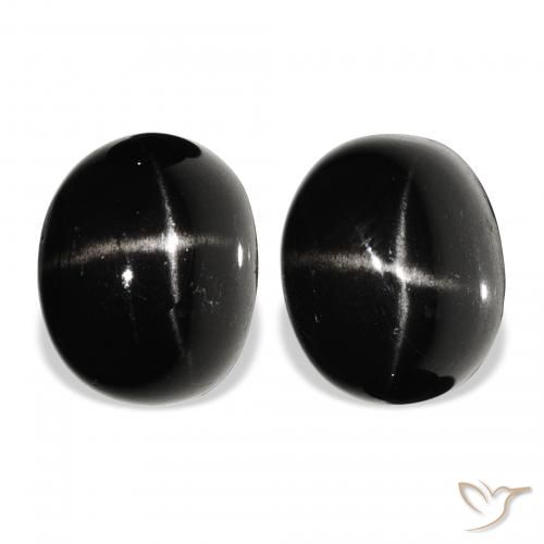 12.53ctw Natural Negro Diópsido Estrella, Ovalada, Opaco