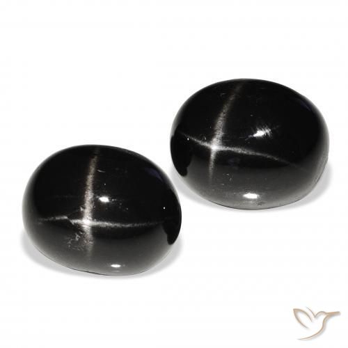 Gemas de Diópsido Estrella Negro natural de 12.53 ct, Ovalada, Opaco