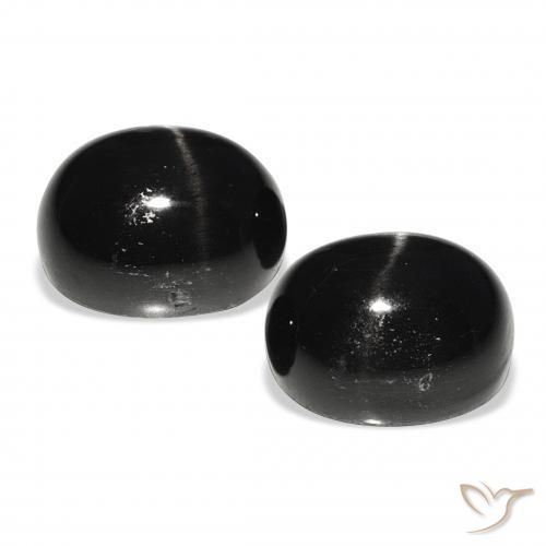 Gemas de Diópsido Estrella Negro natural de 12.53 ct, Ovalada, Opaco