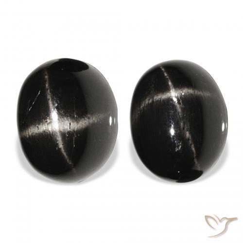 8.47ctw Natural Negro Diópsido Estrella, Ovalada, Opaco
