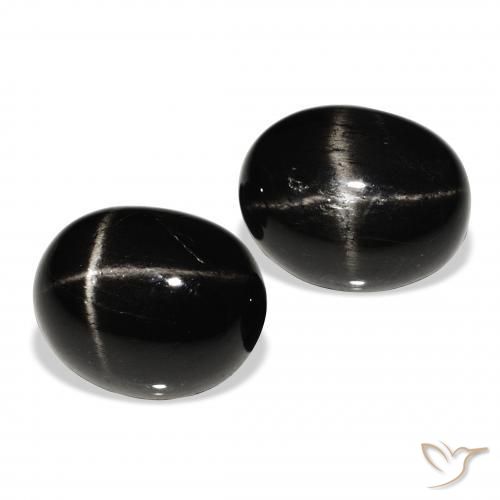 Gemas de Diópsido Estrella Negro natural de 8.47 ct, Ovalada, Opaco