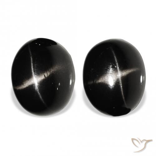 8.10ctw Natural Negro Diópsido Estrella, Ovalada, Opaco