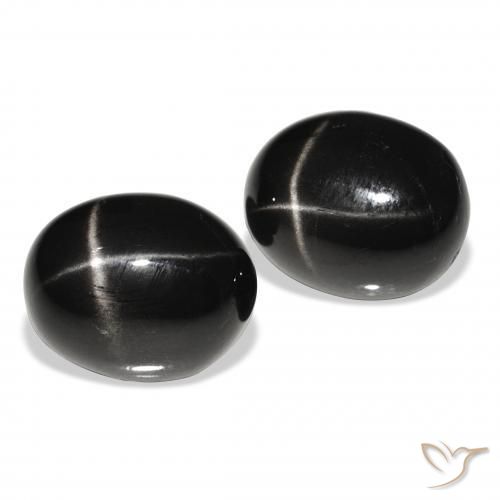 Gemas de Diópsido Estrella Negro natural de 8.10 ct, Ovalada, Opaco