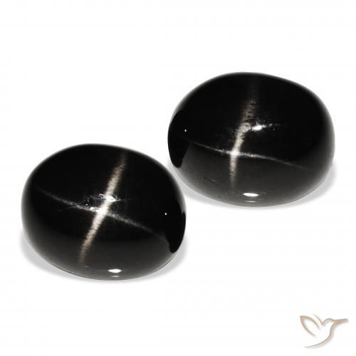Gemas de Diópsido Estrella Negro natural de 10.09 ct, Ovalada, Opaco