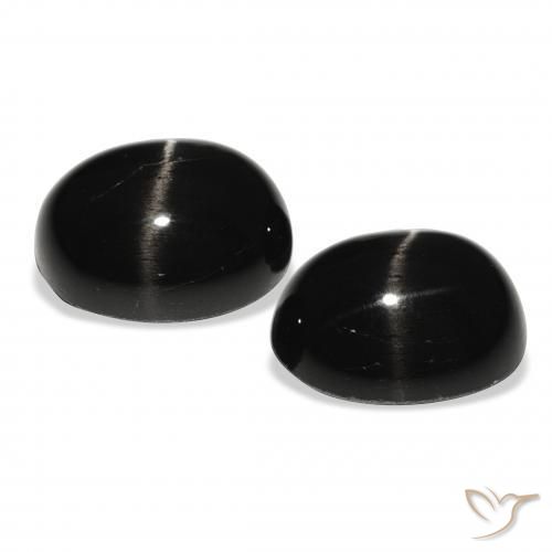 Gemas de Diópsido Estrella Negro natural de 10.09 ct, Ovalada, Opaco
