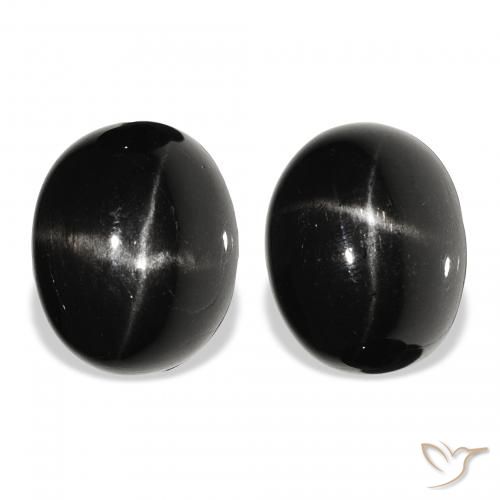 12.00ctw Natural Negro Diópsido Estrella, Ovalada, Opaco