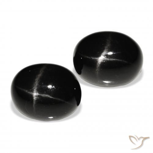 Gemas de Diópsido Estrella Negro natural de 12.00 ct, Ovalada, Opaco