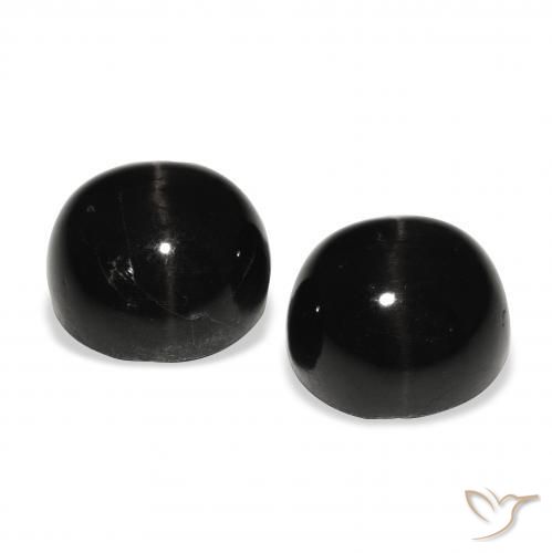 Gemas de Diópsido Estrella Negro natural de 6.77 ct, Redondo, Opaco