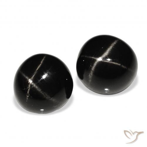 Gemas de Diópsido Estrella Negro natural de 5.87 ct, Redondo, Opaco