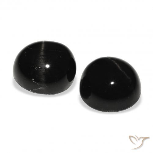 Gemas de Diópsido Estrella Negro natural de 5.87 ct, Redondo, Opaco