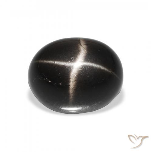 5.85ct Natural Negro Diópsido Estrella, Ovalada, Opaco