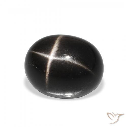 Diópsido Estrella Negro natural de 5.85 ct, Ovalada, Opaco