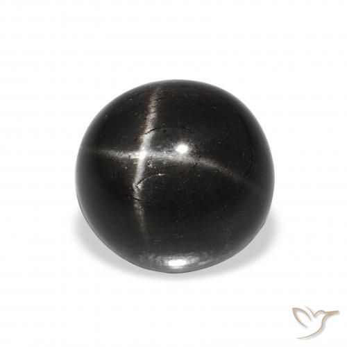 Diópsido Estrella Negro natural de 2.89 ct, Redondo, Opaco