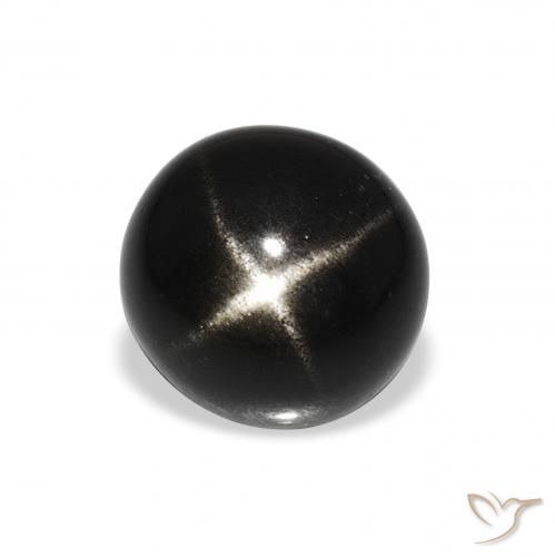 3.55ct Natural Negro Diópsido Estrella, Redondo, Opaco