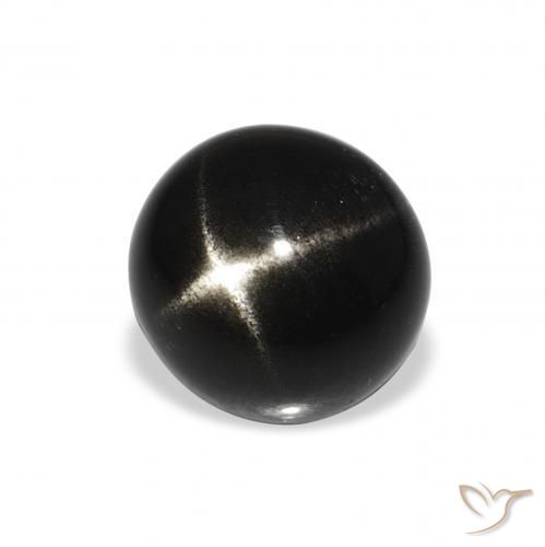 Diópsido Estrella Negro natural de 3.55 ct, Redondo, Opaco
