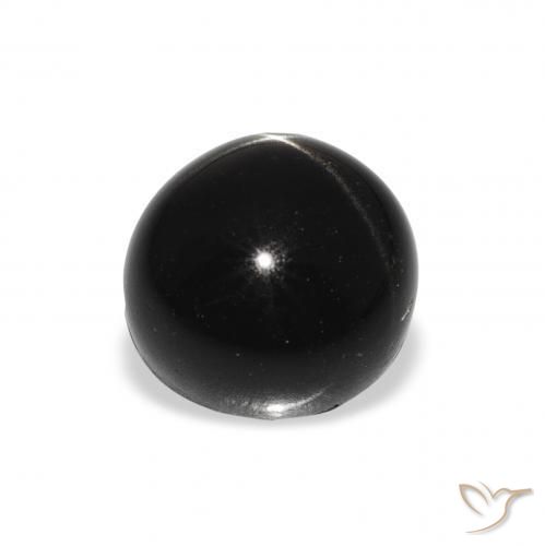 Diópsido Estrella Negro natural de 3.55 ct, Redondo, Opaco