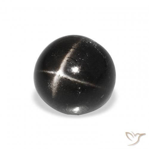 Diópsido Estrella Negro natural de 2.44 ct, Redondo, Opaco
