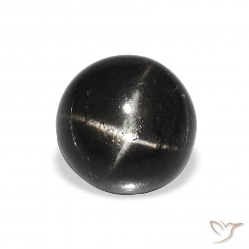 2.70ct Natural Negro Diópsido Estrella, Redondo, Opaco