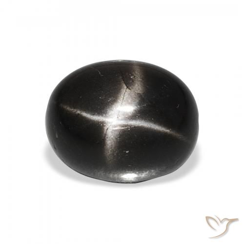 5.27ct Natural Negro Diópsido Estrella, Ovalada, Opaco