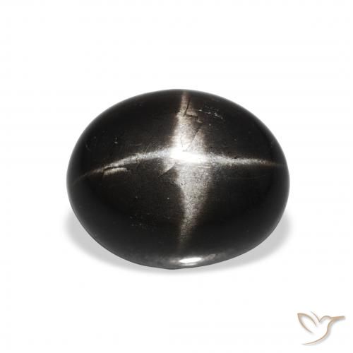 5.13ct Natural Negro Diópsido Estrella, Ovalada, Opaco