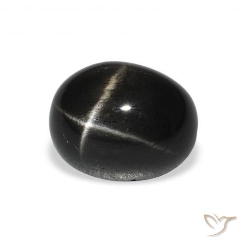 Diópsido Estrella Negro natural de 4.91 ct, Ovalada, Opaco