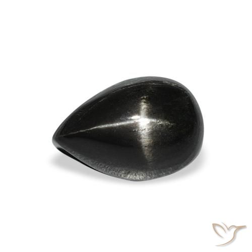 3.33ct Natural Negro Diópsido Estrella, En forma de pera, Opaco