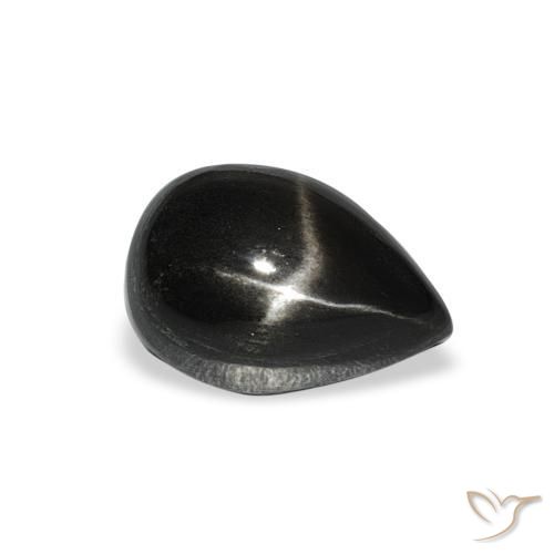 Diópsido Estrella Negro natural de 3.33 ct, En forma de pera, Opaco