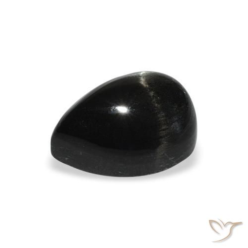 Diópsido Estrella Negro natural de 3.33 ct, En forma de pera, Opaco