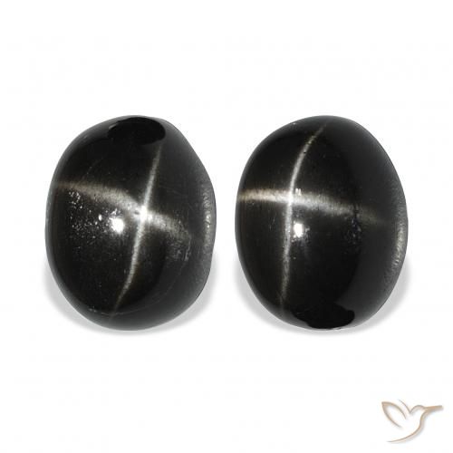 12.73ctw Natural Negro Diópsido Estrella, Ovalada, Opaco