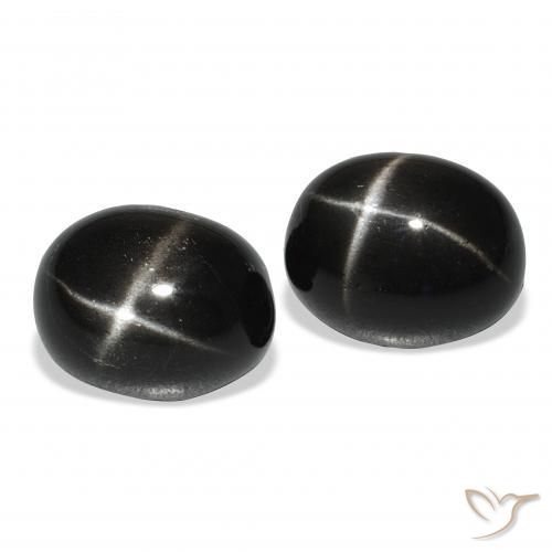 Gemas de Diópsido Estrella Negro natural de 12.73 ct, Ovalada, Opaco