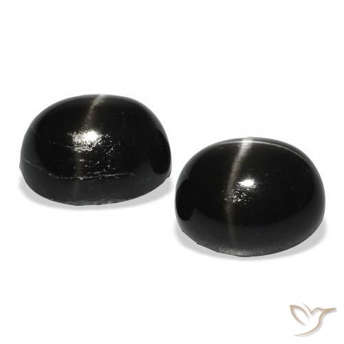 Gemas de Diópsido Estrella Negro natural de 12.73 ct, Ovalada, Opaco