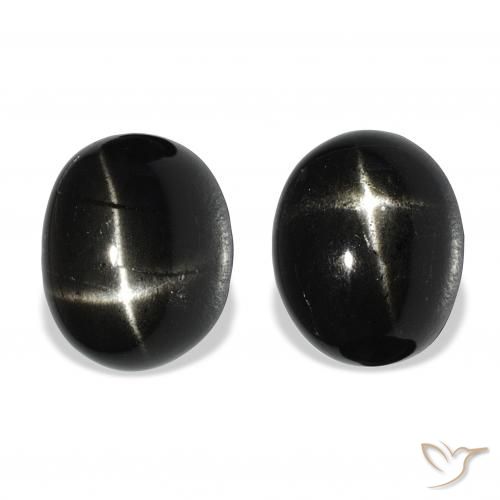 12.04ctw Natural Negro Diópsido Estrella, Ovalada, Opaco