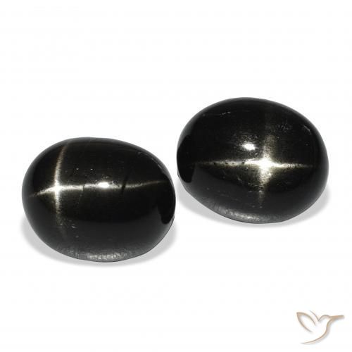 Gemas de Diópsido Estrella Negro natural de 12.04 ct, Ovalada, Opaco